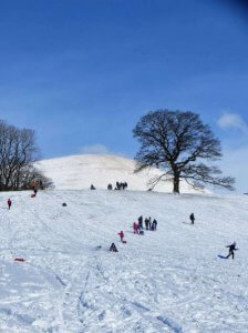 Sledging in the snow . © Colin Cowperthwaite